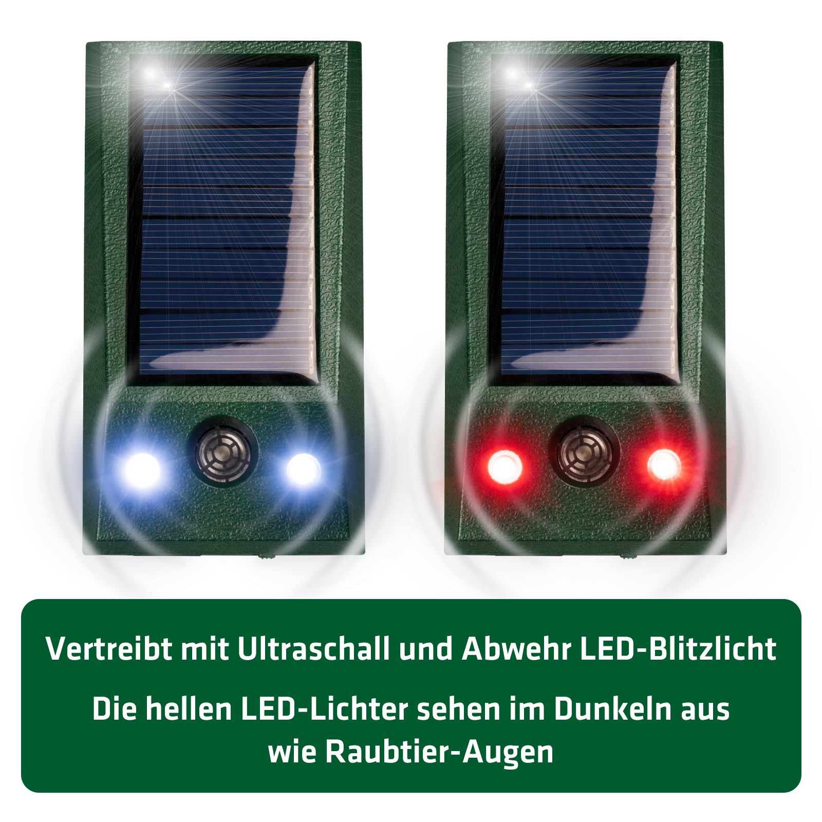 Tiervertreiber mit Ultraschall und Licht