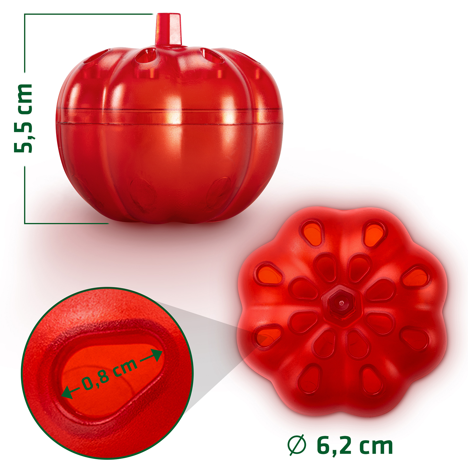 Die Abmessungen der Fruchtfliegenfalle.