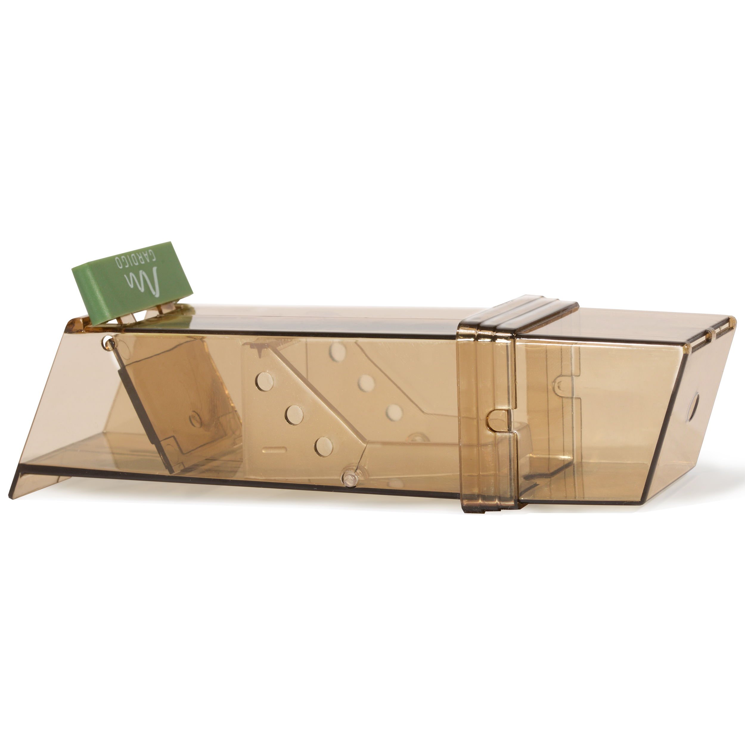 Durch das Klarsicht-Gehäuse brauchen Sie nur einen kurzen Blick auf die Falle werfen um sie zu kontrollieren.