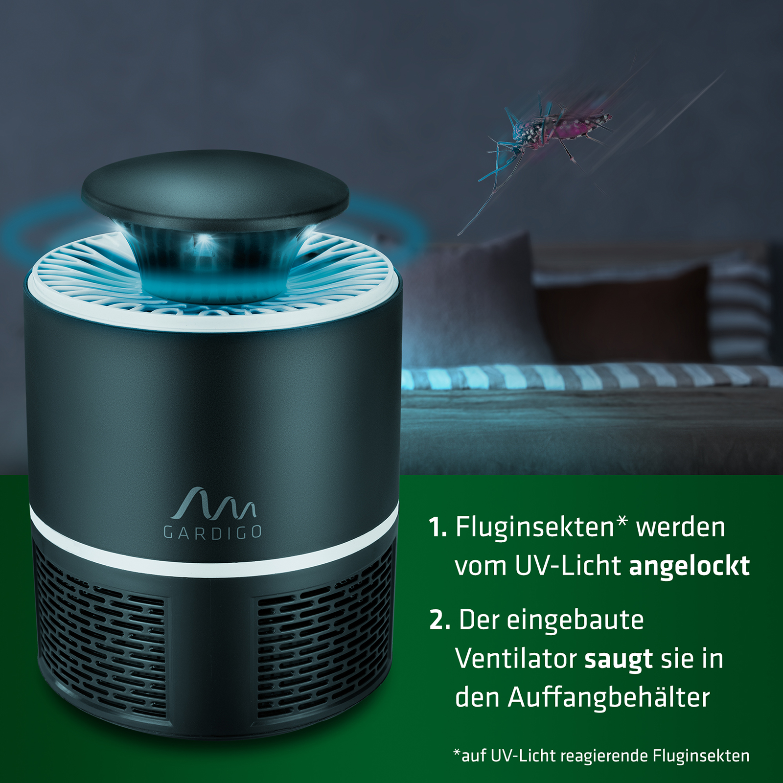 Für hygienischen Insektenfang im Schlafzimmer