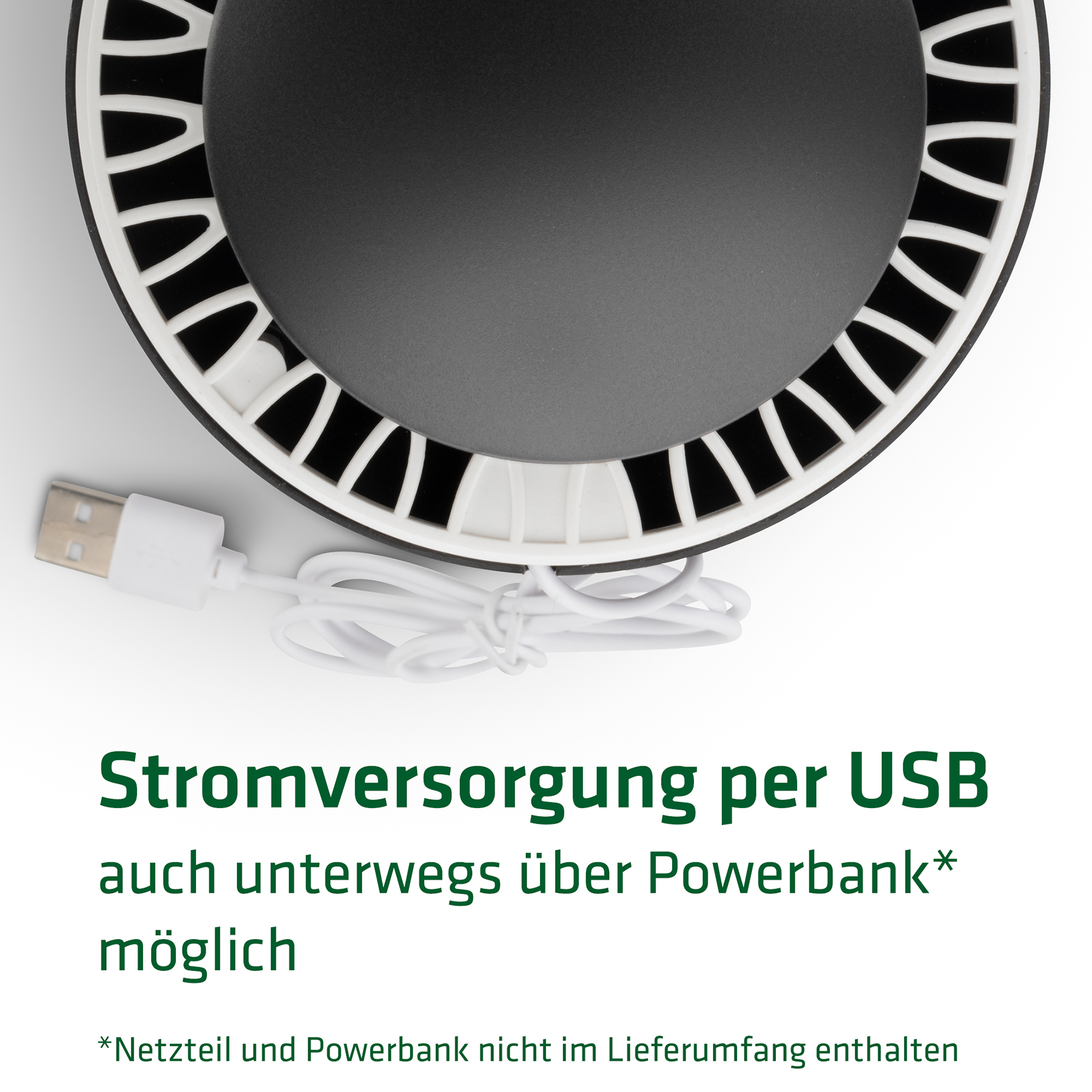 Via USB wird die Mückenlampe mit Strom versorgt