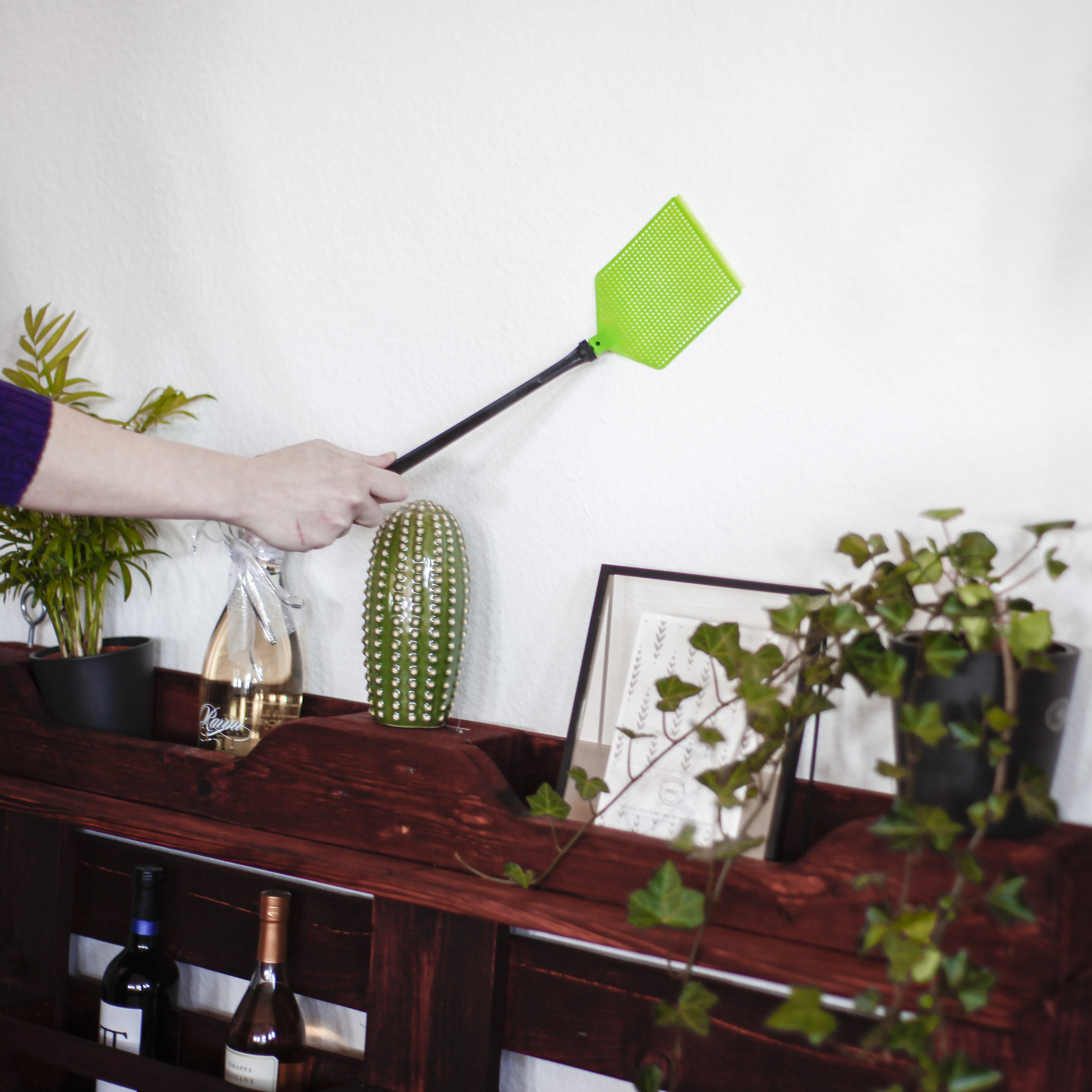 Unsere Fliegenklatschen sind besonders flexibel damit keine Flecken an der Wand zurückbleiben.