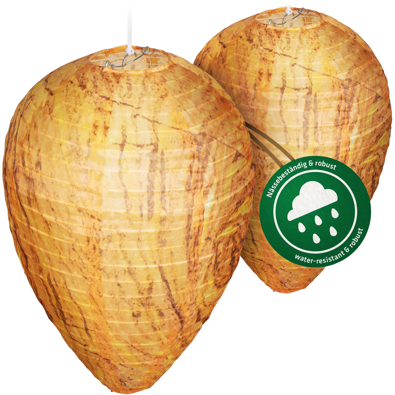 Lot de 2 Faux nid de guêpes Premium | Leurre de nid de guêpes | Résistant aux intempéries