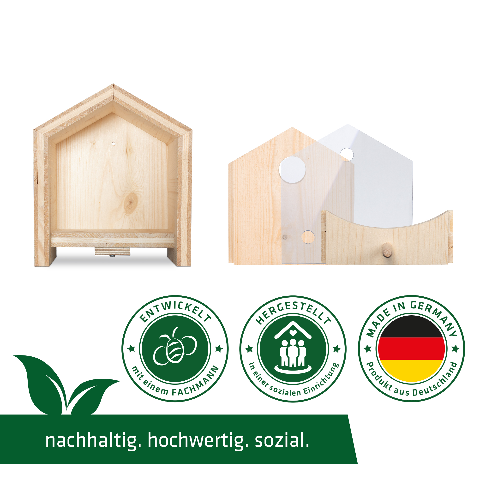 Unsere Tier-Häuser sind Made in Germany, mit Fachpersonal entwickelt und in einer sozialen Einrichtung für Sie hergestellt.