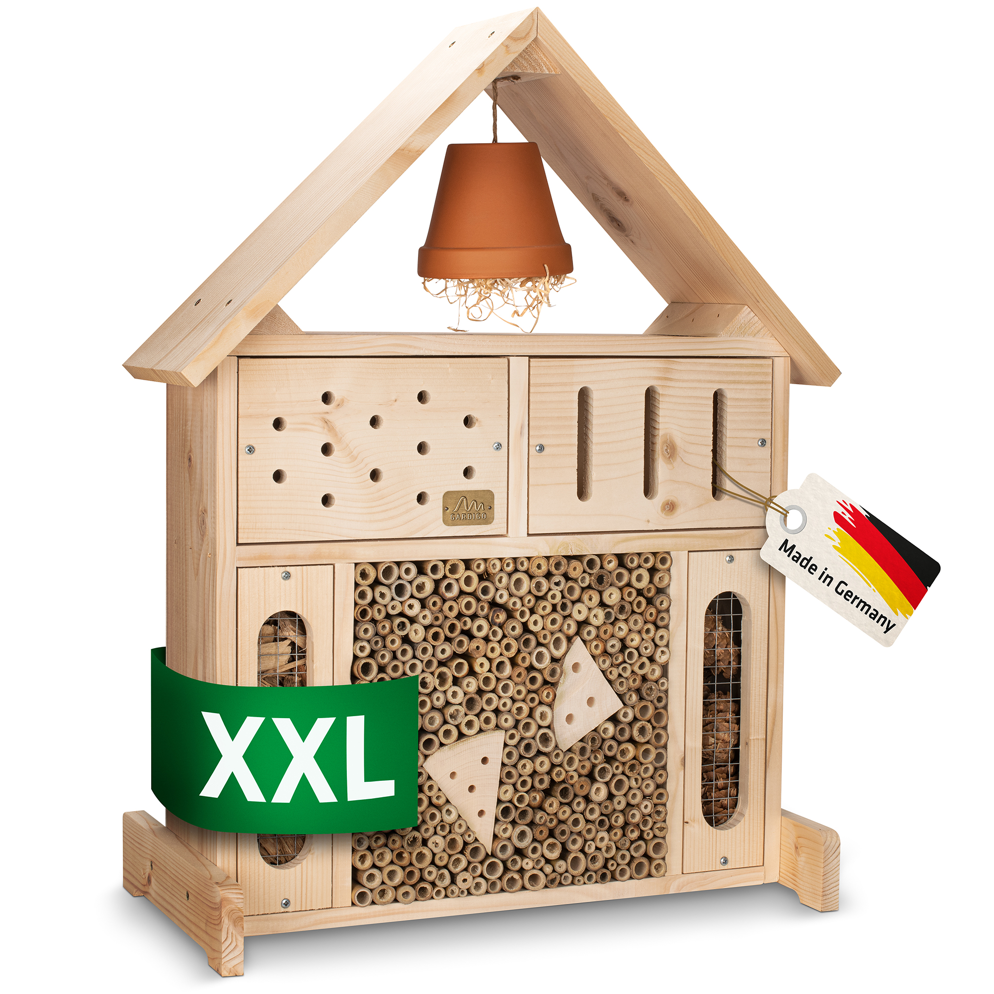 Hôtel à insectes XXL en bois naturel | Grand nichoir à abeilles sauvages | Fabrication allemande