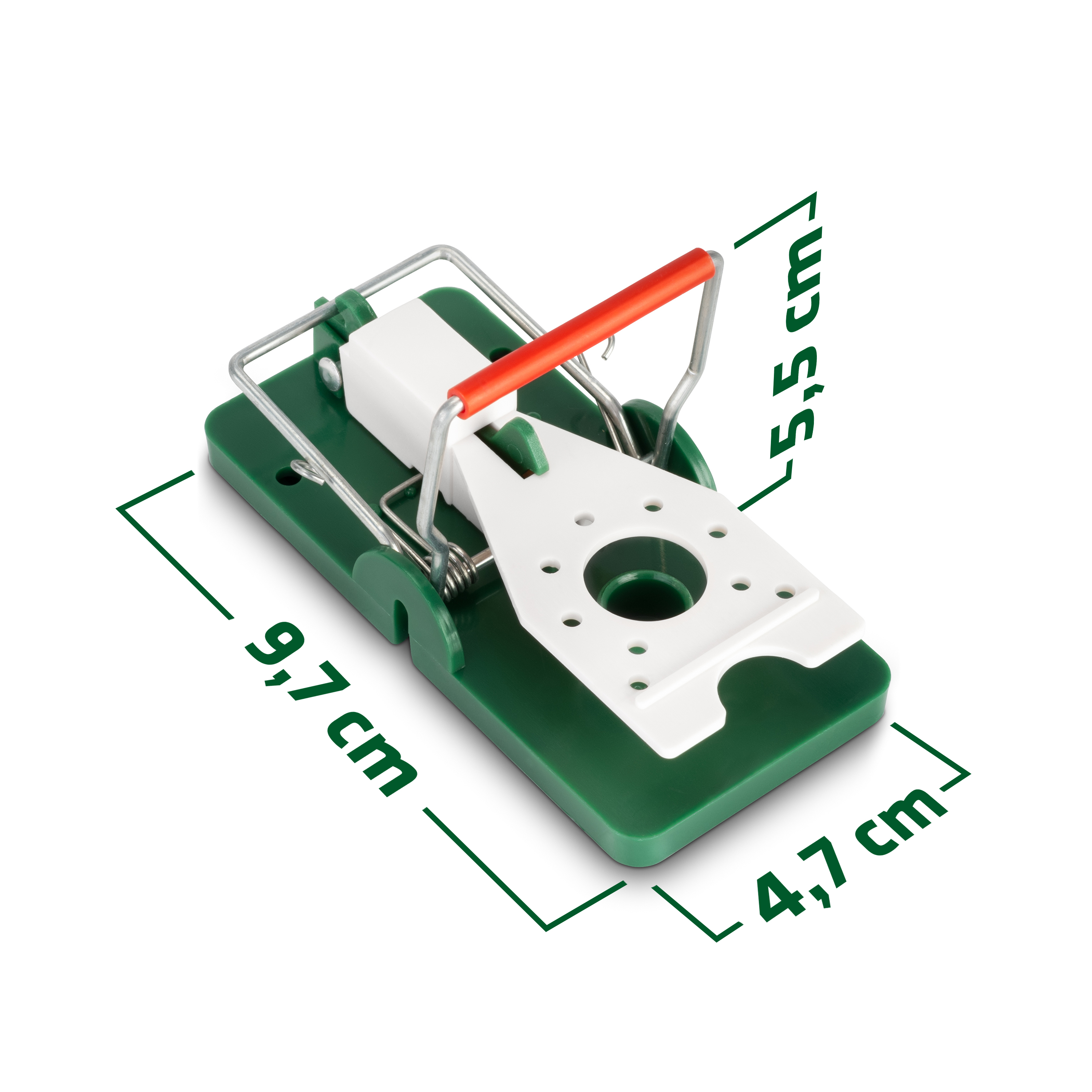 Die Abmessungen der bunten Mausefalle von GARDIGO.