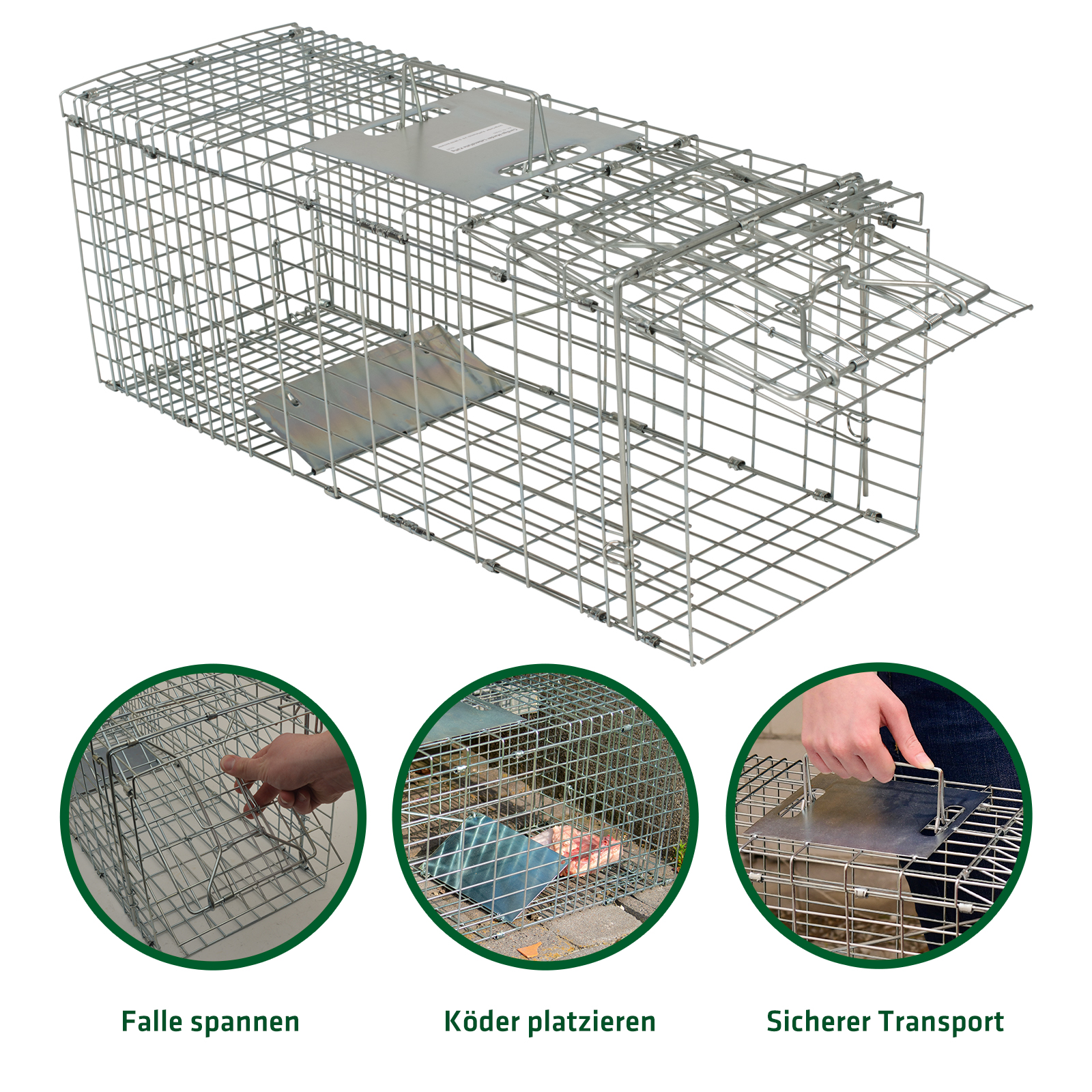 Einfach zu spannen und zu tranportieren – die Marder- und Katzenfalle von GARDIGO.