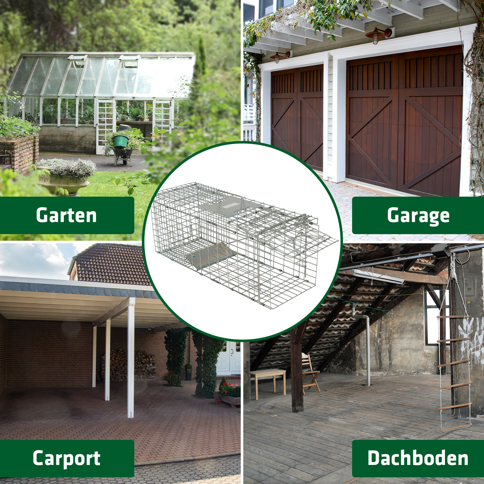 Die Falle kann überall dort eingesetzt, wo ein Marderproblem besteht.