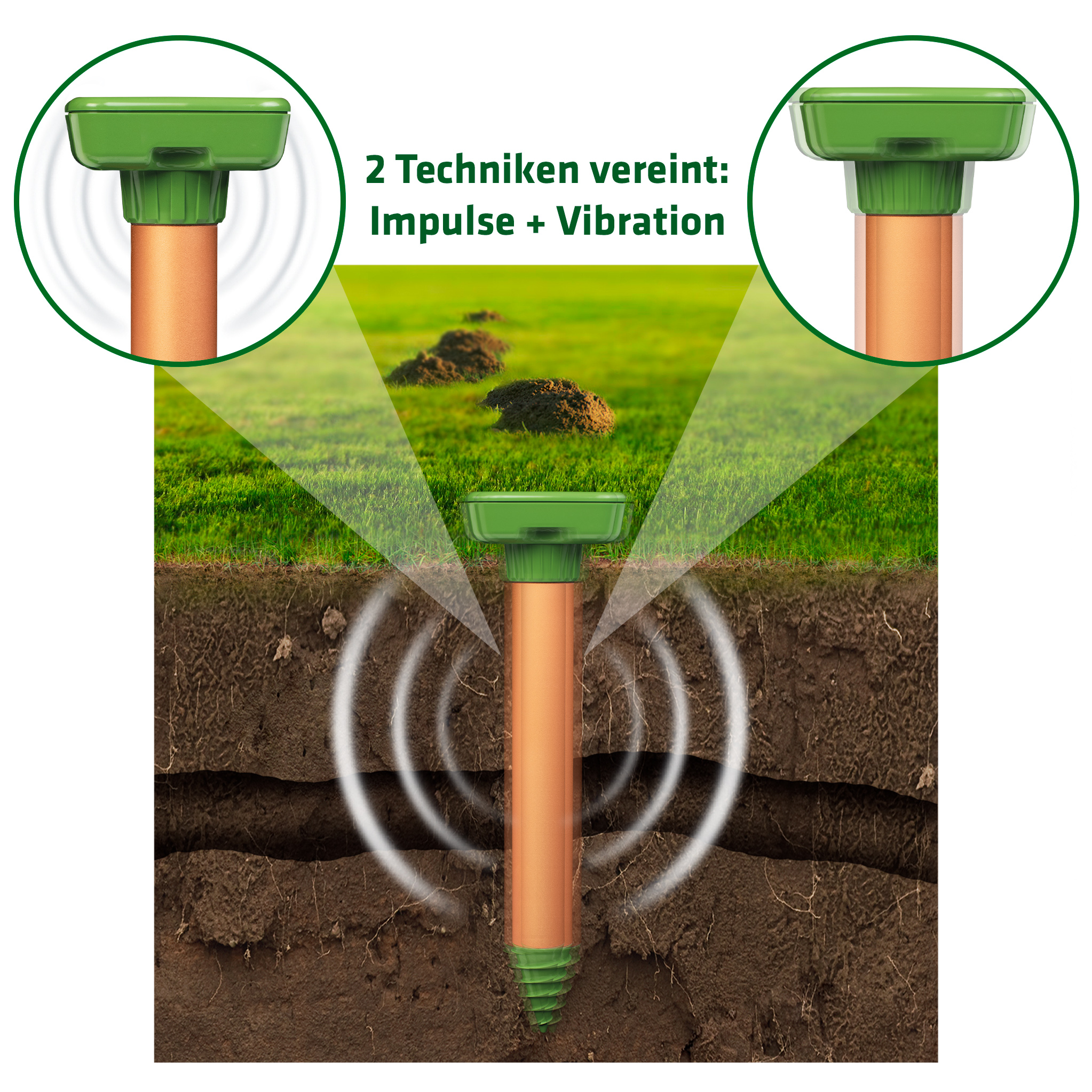 Unsere Maulwurf-Abwehr bietet gleich Abwehr-Methoden, um Wühltiere aus Ihrem Garten zu vertreiben.