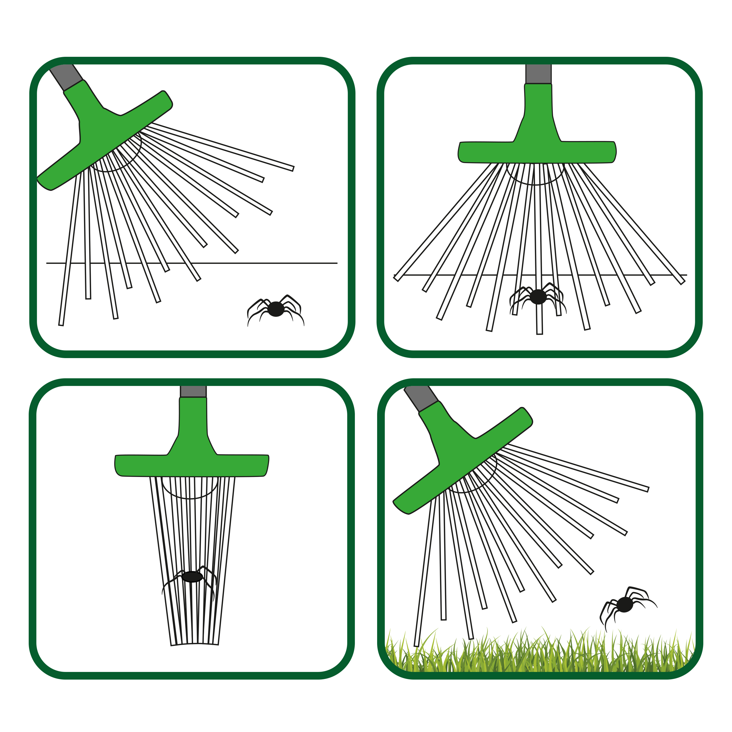 Betätigen Sie den Griff, setzen Sie die ausgebreiteten Borsten über das Insekt, lassen Sie den Griff los und tragen danach das Insekt hinaus.