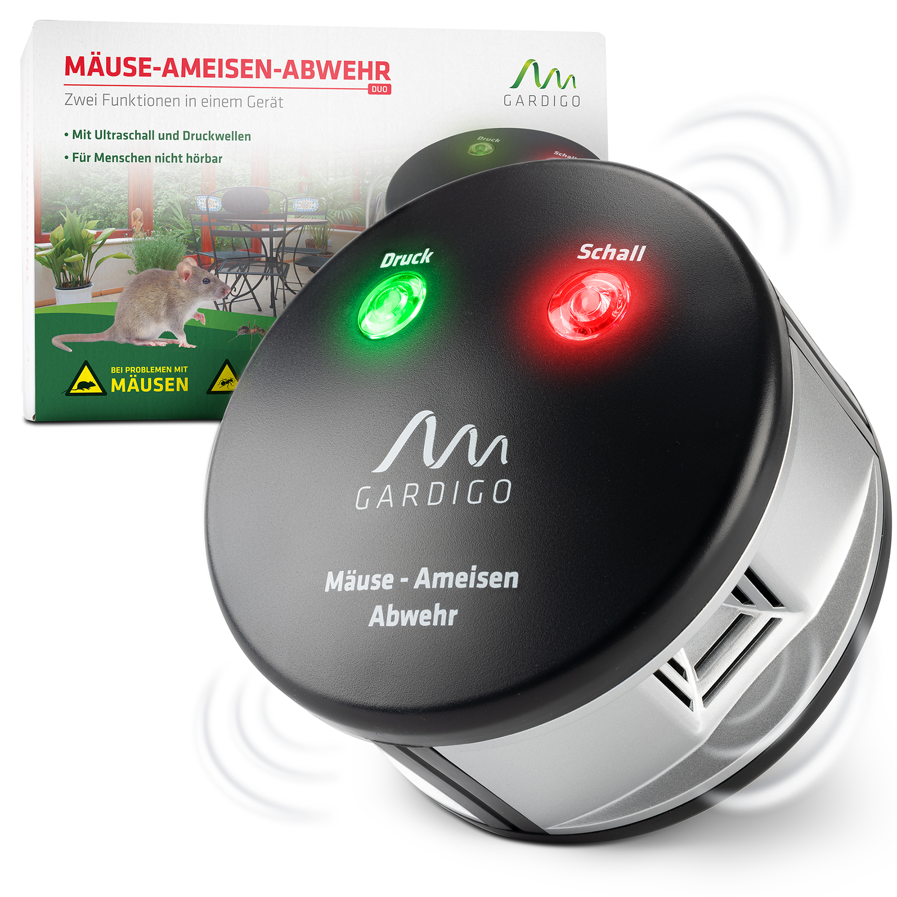 So wird die GARDIGO Mäuse-Ameisen-Abwehr Duo geliefert.