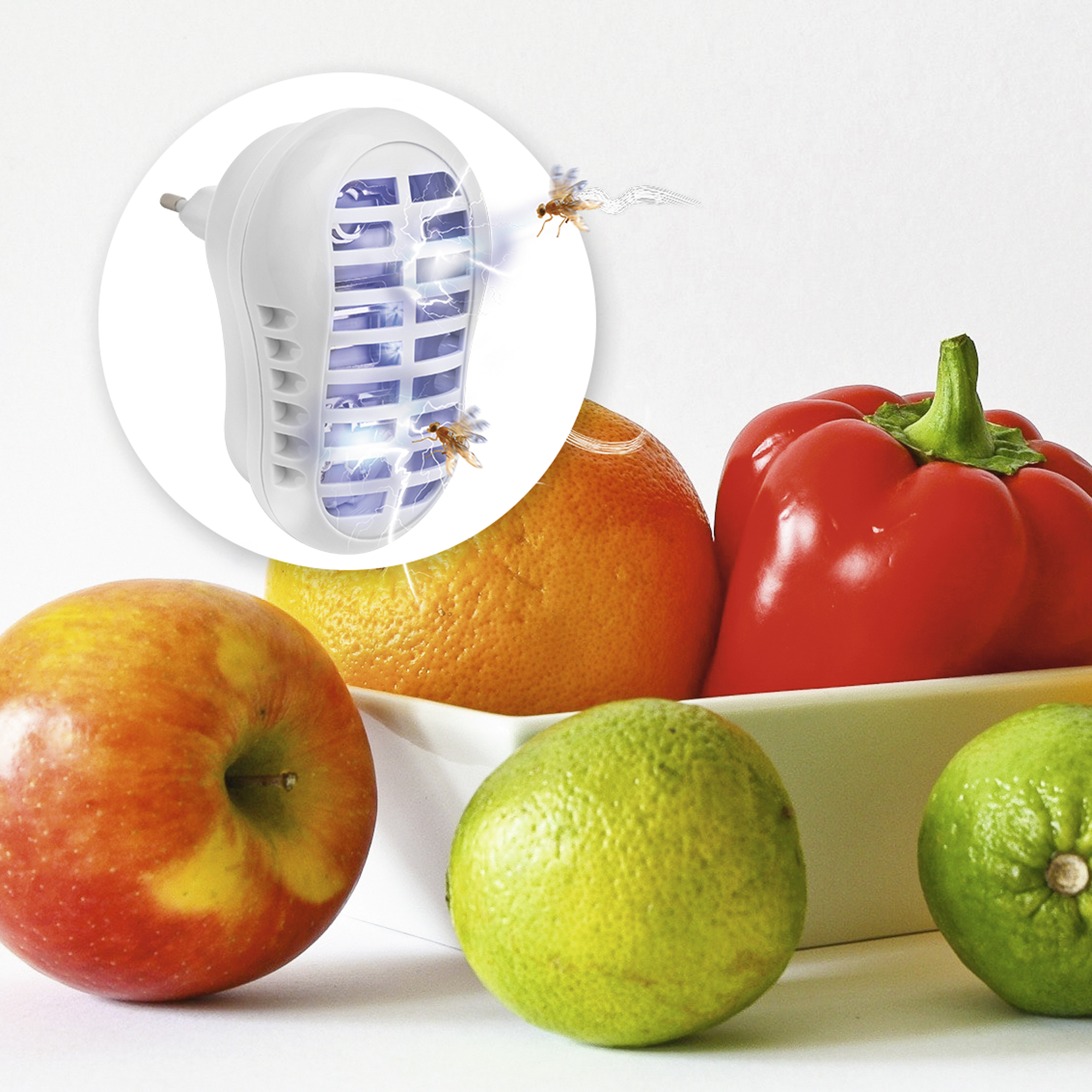 Durch das UV-Licht werden die Insekten angelockt und schnell am Hochspannungsgitter getötet.