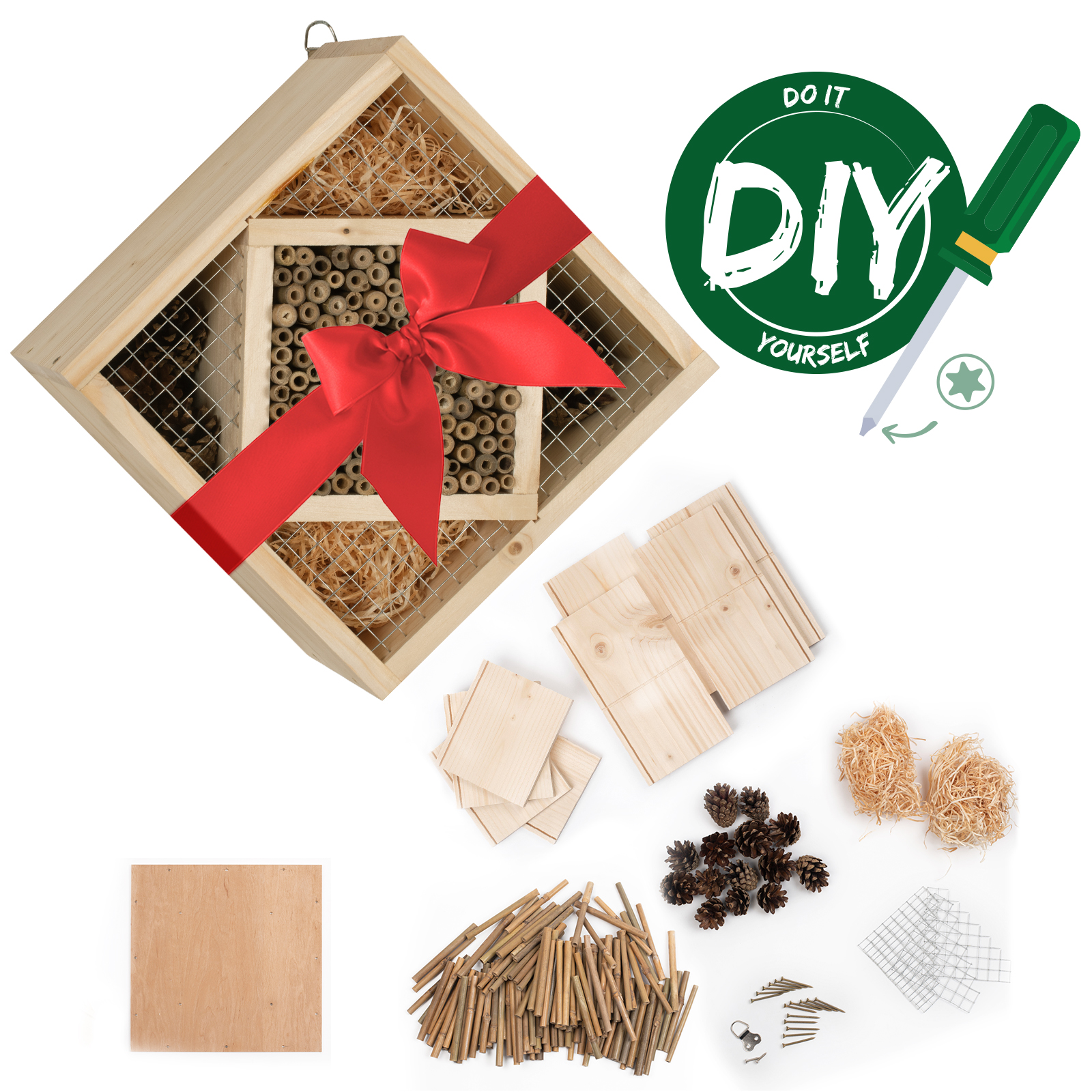 Das Insekten-Hotel eignet sich auch perfekt als Geschenk für Naturfreunde & kleine Bastler.