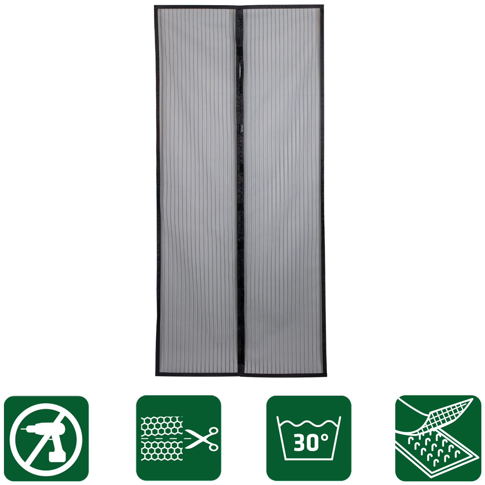 Kein bohren erforderlich. Größe individuell anpassbar, bei 30 °C waschbar, Montage mit selbstklebenden Klettstreifen