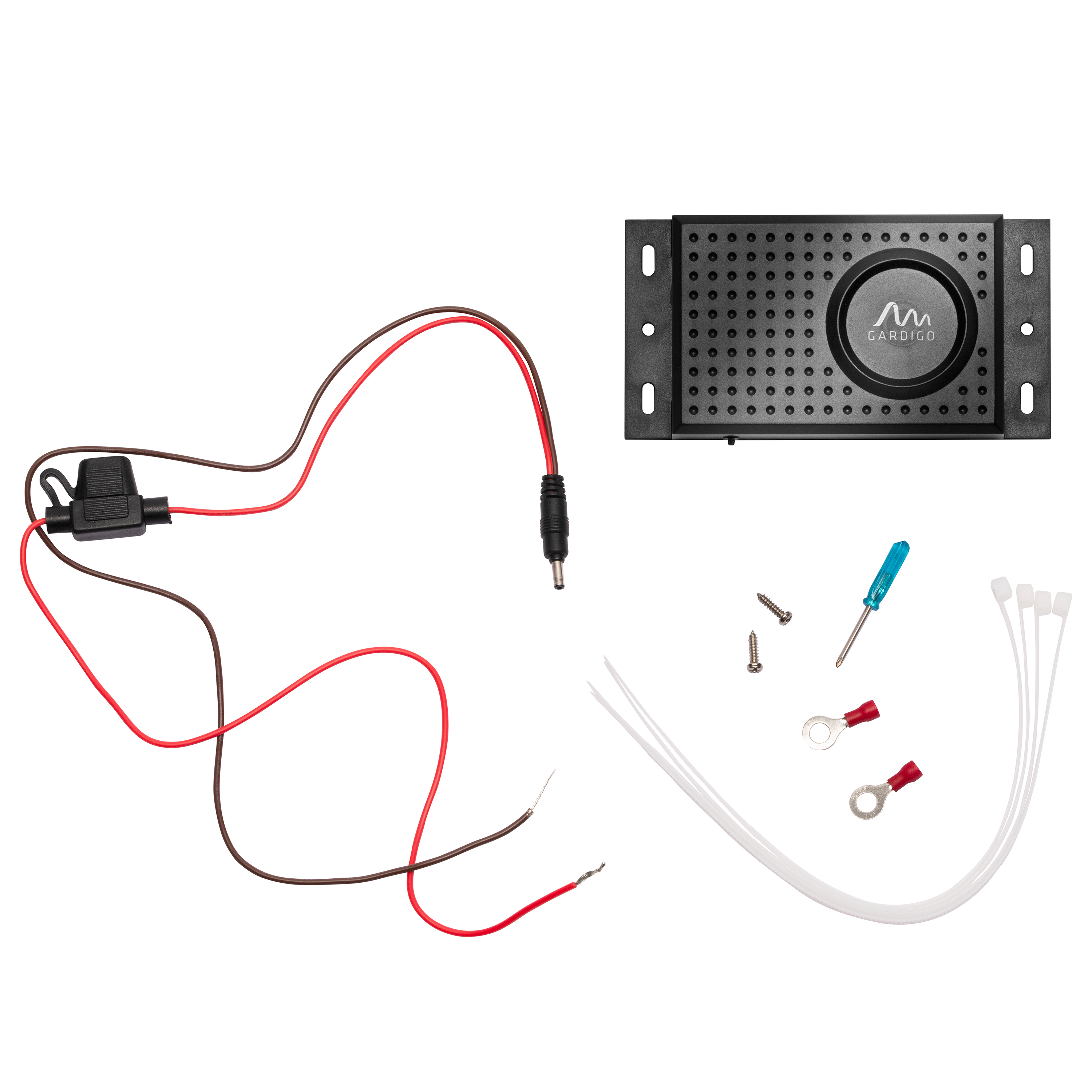 Der Lieferumfang von GARDIGO Marder-Frei Dual. Montagematerial im Lieferumfang enthalten.