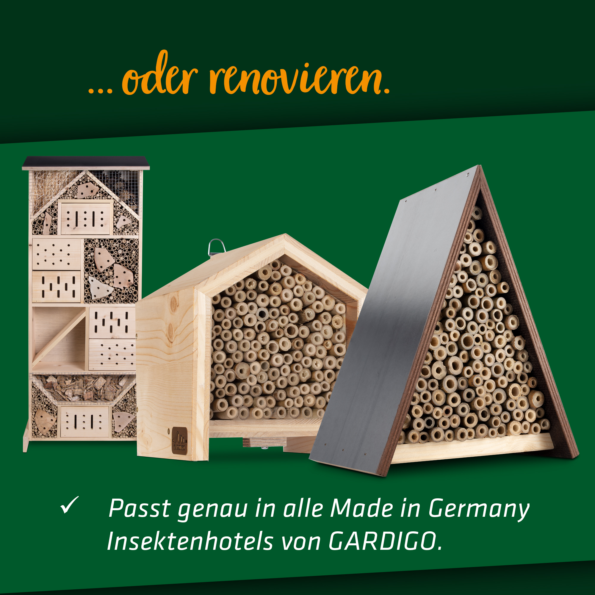 Den Bambus in unseren Made-In-Germany-Insektenhotels kann man austauschen.