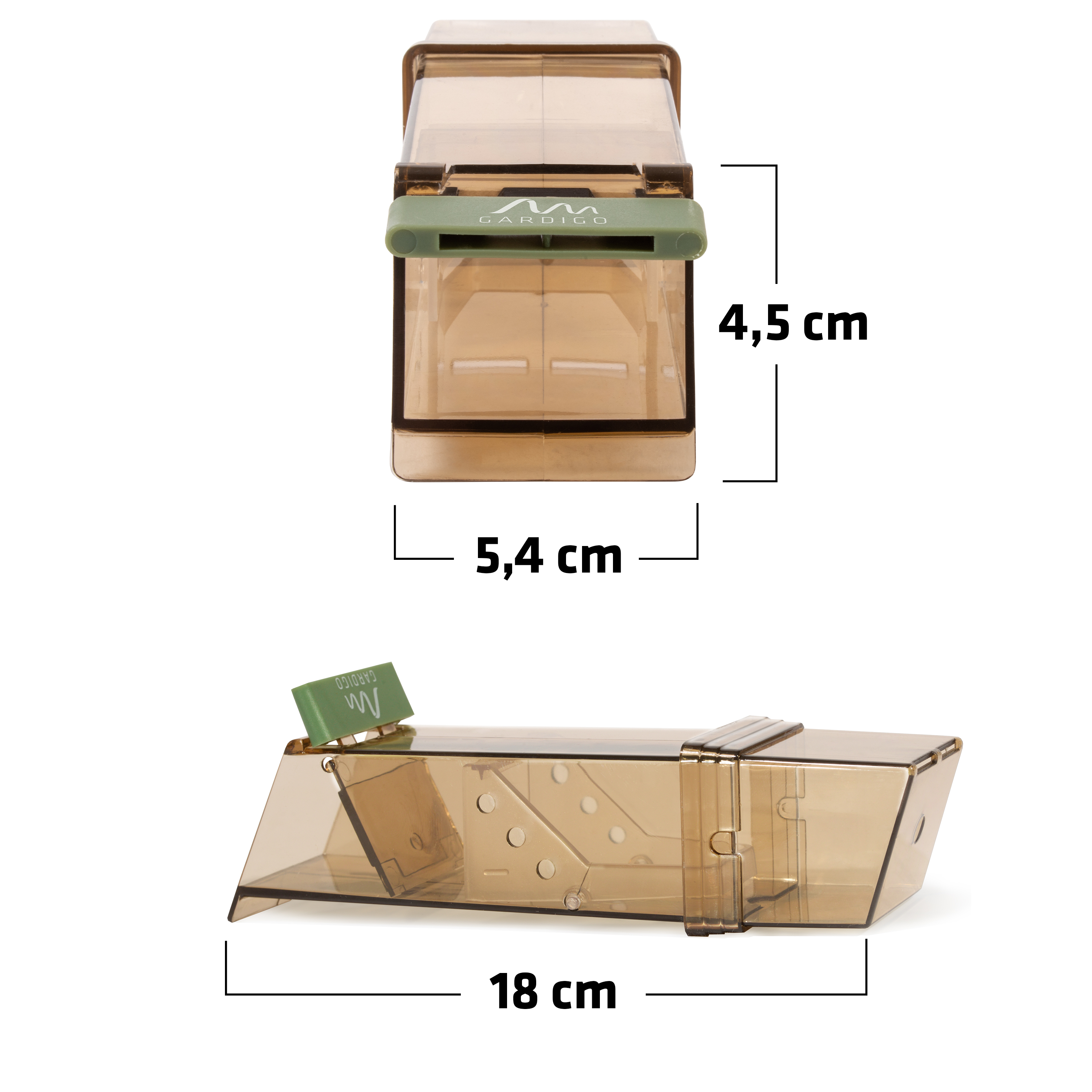 Die Abmessungen der Lebend-Mausefalle von GARDIGO