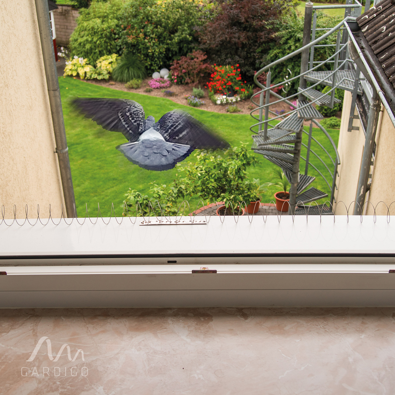 Sichern Sie die anfälligsten Bereiche mit einer Anflugbarriere um die Vögel am Landen zu hindern.