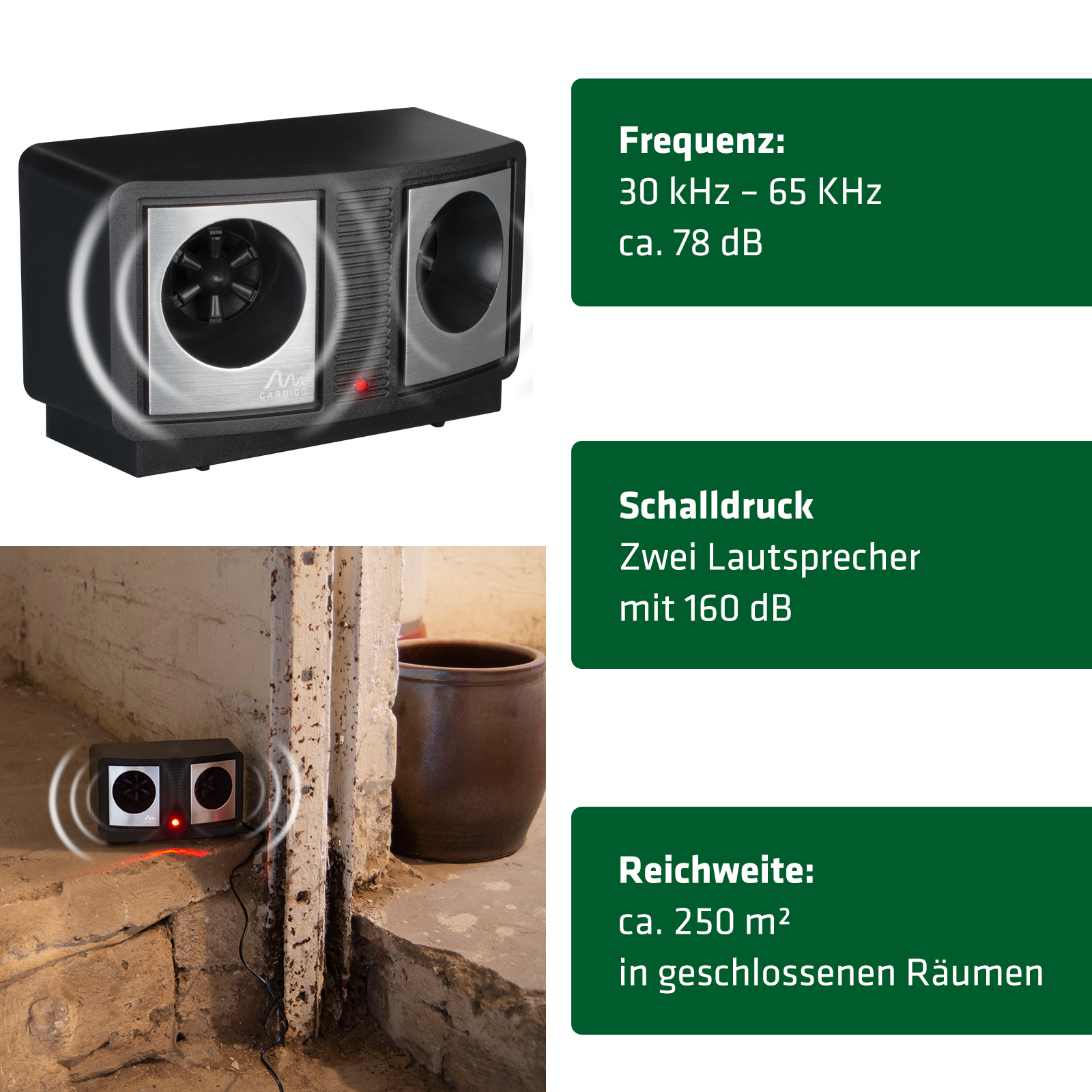 Der Mäuseschreck und Ameisenvertreiber mit Ultraschall – für Menschen nicht hörbar!