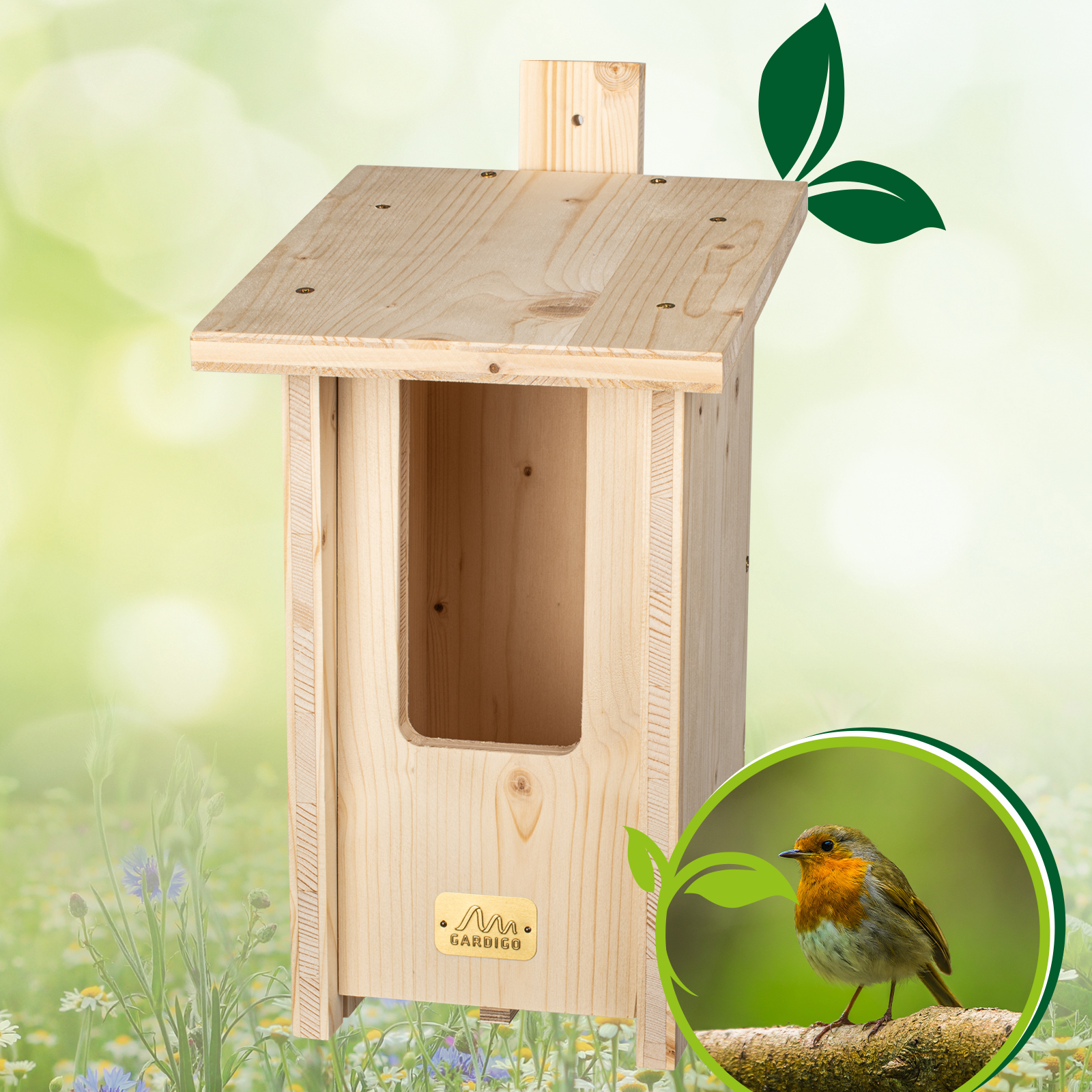 Dies ist das Halbhöhlen-Bastelset, welches sich perfekt für Rotkehlchen, Drosseln und andere Nischenbrüter eignet.